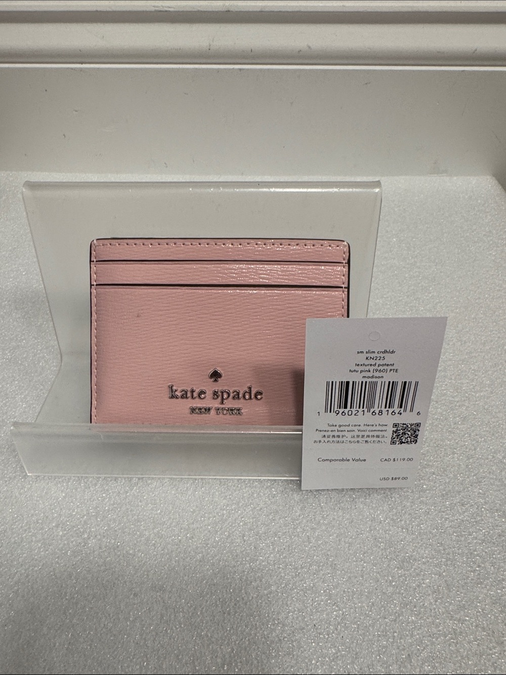 Kate spade Madison tutu pink small patent leather cardholder wallet NWT